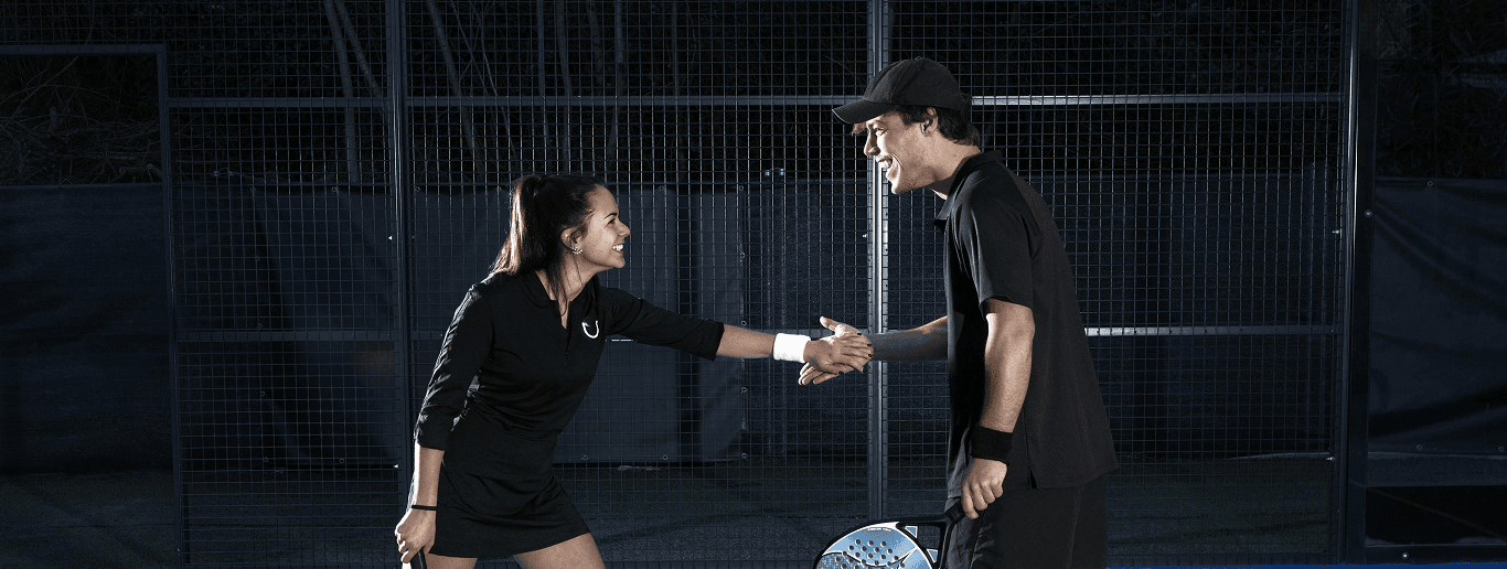 Padel players on court