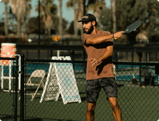 Padel player in action