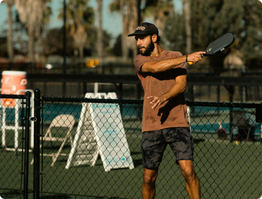 Padel player in action