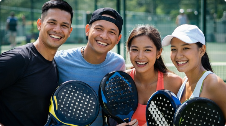 Players smiling on court